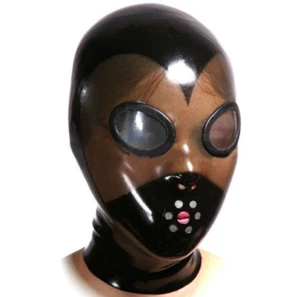 Gomma 100% Lattice Maschera Moda Cappuccio Tute Gatti Collant Nero 0,4mm Halloween - Foto 1 di 1