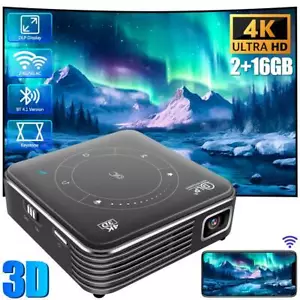 3D DLP Mini Projektor Spiegel HD 1080P 5G 4K Smart Heimkino Video Beamer 16G DE - Bild 1 von 15