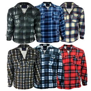 Male Padded-Shirts Quilted Fleece Lumberjack Shirt Top Coats Jackets  - Picture 1 of 68