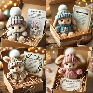 Bunny Hug Cute Easter Gift,Bunny Stuffed Animal Sets, Plush Pocket Hug Rabbit - Picture 1 of 15