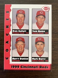 1999 Kahn’s Cincinnati Reds Team Set Card w/ Don Gullett, Tom Hume, Mark Berry - Imagen 1 de 3