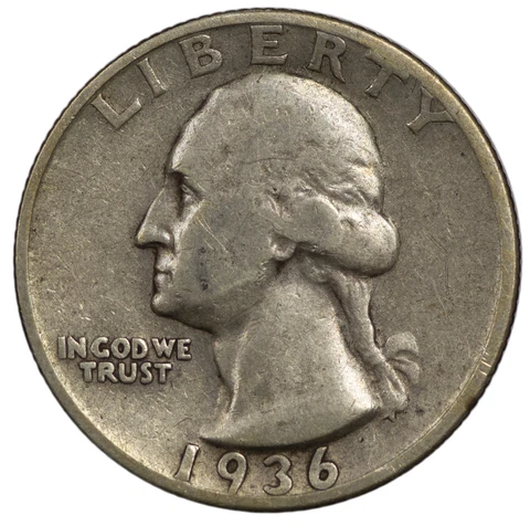1936 -D Washington Quarter 25c - VG Very Good Condition Cover