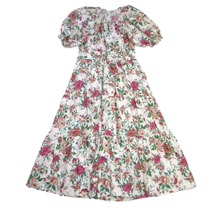 NWT by Anthropologie Somerset Maxi in Rose Floral Puff-Sleeve Edition Dress L - Picture 1 of 7