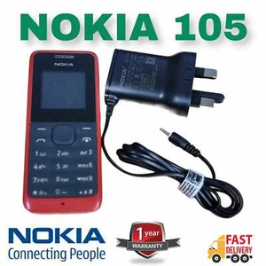 New Nokia 105 SIM Free Unlocked Mobile Phone Cheap Basic RED-1 YEAR WARRANTY - Picture 1 of 2