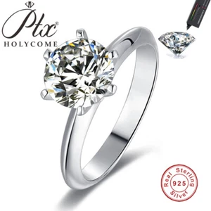 1CT/2CT/3CTLuxury 925 Sterling Silver Real Moissanite Rings 925 Sterling Silver - Picture 1 of 21