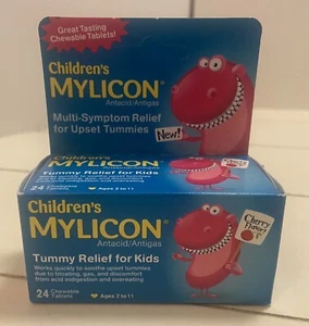 Childrens Mylicon Multi Symptom Tummy Relief 24 Cherry Flavor Chewable Tablets - Picture 1 of 8