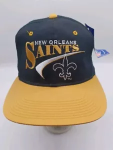 Vintage New Orleans Saints Hat Snapback Cap Drew Pearson Black Football YOUNGAN - Picture 1 of 10
