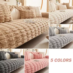 Soft Faux Rabbit Fur Sofa Cover Non-slip Sofa Mat Warm Soft Sofa Couch Towel - Picture 1 of 30