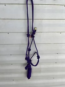 Handmade Natural Training 4 Knot Rope Halter & 8' 5/8" Lead HORSE AHE 400 PURPLE - Picture 1 of 3