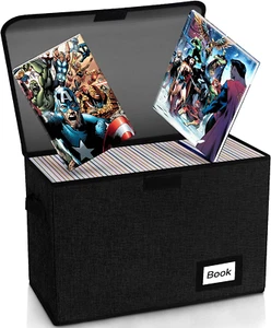Book Storage Box Organizer Large Collapsible Leather Comic Books Container Board - Picture 1 of 12