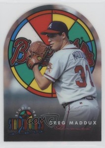 1996 Leaf Studio Stained-Glass Stars Greg Maddux #4 HOF