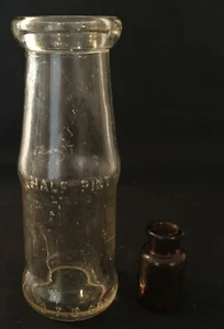 Antique Florida Glass Company Half Pint Bottle & 1/2-Ounce Amber Tincture Bottle - Imagen 1 de 7