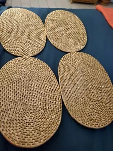 Pier 1 Imports 4 Oval Natural 100% Rattan Natural Placemats Boho Cottagecore EC - Picture 1 of 5