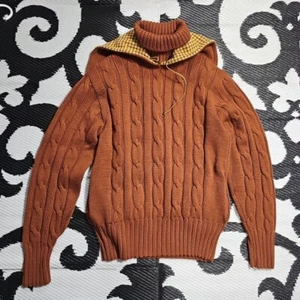 Capucha grande tejida con cable marrón cuello alto lana peinada deportiva Arthur Richards de colección - Imagen 1 de 9