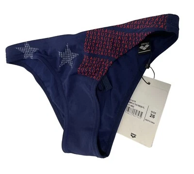 Arena Swimming Brief BLUE WOMANS Swimwear Swimsuit Swimming SIZE 26 USA FLAG NEW - Image 1 of 4