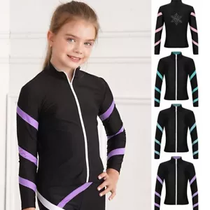 Girls Sweatshirts Training Jacket Stand Collar Undershirts Riding Coat Zip Up - Picture 1 of 58