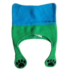 Columbia Toddler Blue Green Bear Ear Fleece Winter Hat Ski Snow Kid Baby - Picture 1 of 6