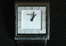 POLICE 10849M DRESS WATCH MENS QUARTZ SQUARE SILVER DIAL AND BLACK LEATHER STRAP
