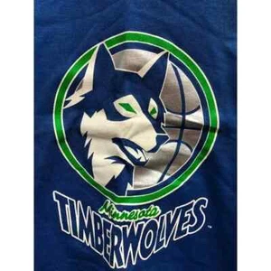 Vintage Reprint MINNESOTA TIMBERWOLVES Blue T-shirt AN43522 - Picture 1 of 2