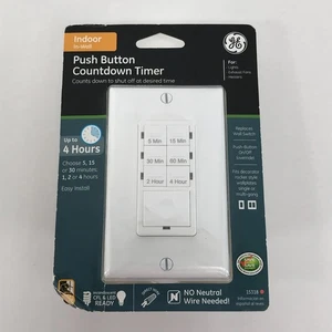 Push Button Countdown Timer Switch White GE 15318 In-Wall Lights Heaters Fans - Picture 1 of 7