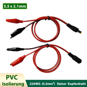 Cavo Alimentazione DC 5,5x2,1mm Maschio Femmina a Clip Coccodrillo Adattatore di Connessione - Foto 1 di 13