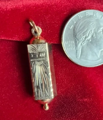 COLGANTE MEZUZÁ Judío Gran Israel Oro 14k DE COLECCIÓN AÑOS 50 Tierra Santa 3.5g Foto 1 de 4