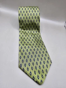 Gino Pompeii 100% Silk Necktie Geometric Diamond Pattern Green Men's Tie - Picture 1 of 5