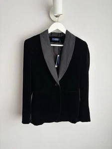 Ralph Lauren Women’s Black Velvet Long Silk Lapels Tuxedo Blazer UK 6 / XS - Picture 1 of 14