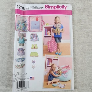 SIMPLICITY 1238 STUFFED 12" ELEPHANT W/ CLOTHES & CARRYING CASE PATTERN UNCUT - Picture 1 of 2