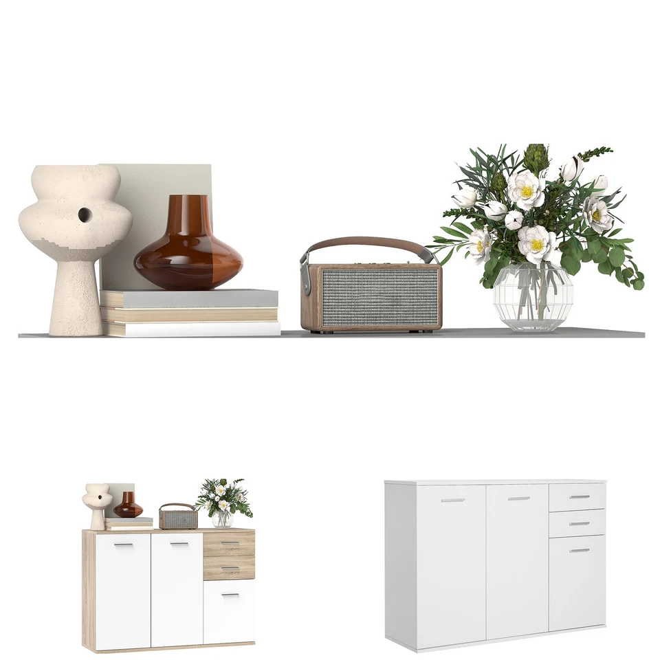 HOMCOM Credenza Moderna con 3 Armadietti e 2 Cassetti in Legno - Immagine 1 di 1