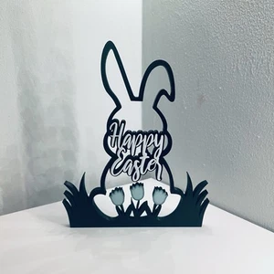 Easter Bunny Silhouette decoration- happy Easter Cutout- festive spring Decor - Picture 1 of 3
