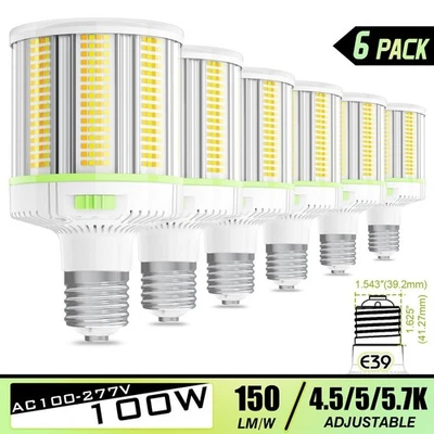 6Pack 100W/80W/60W LED Corn Area Lights Fixture Warehouse Garage Gym 4.5/5/5.7K - Image 1 of 4