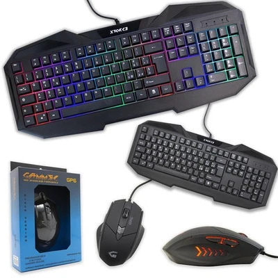 Kit Optical Mouse And Keyboard RGB 3200DPI Gaming Ergonomic Layout UK Multimedia - Image 1 of 4