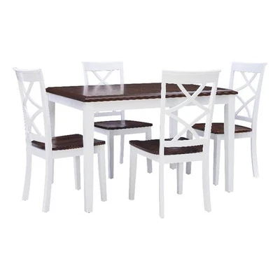 Linon Harrison Five Piece 2 Tone Dining Set in Cherry/White Finished Wood - Image 1 of 4