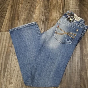 River Island Jeans Size 10 relaxed bootleg boyfit mid wash buttons Y2K - Picture 1 of 16