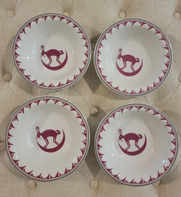 Mimbreno Pipestone Rabbit Moon Rim Bowls Santa Fe Dining Car Replica - Set of 4 - Image 1 of 4