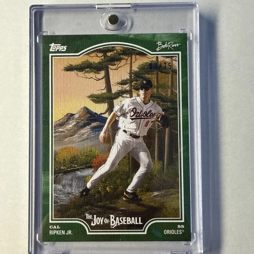 2025 Topps x Bob Ross: The Joy of Baseball Cal Ripken Jr 油漆绿色/75 — 第 1/3 张图片