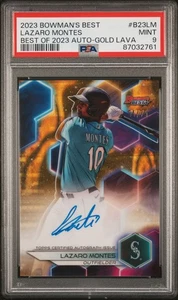 Lazaro Montes PSA 9 Auto Best Of 2023 Bowmans Gold Lava Seattle Mariners #'d /75 - Picture 1 of 2
