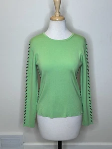 Maglione donna Carlisle misto seta verde con accenti neri taglia M - Foto 1 di 10