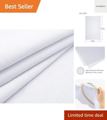 60 by 39-Inch 18 Count Classic Reserve Aida Cloth Big Size White Cross Stitch... - Image 1 of 4