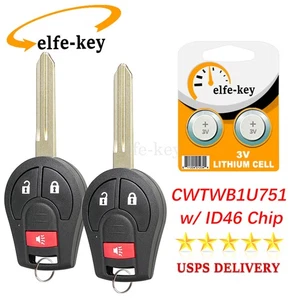 2 Replacement Remote Control Car Key Fob CWTWB1U751 for Nissan Juke Sentra Versa - Picture 1 of 8