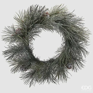 EDG Enzo De Gasperi Pino con Pigne Corona di Natale Innevato D 60 Cm White Green - Imagen 1 de 3