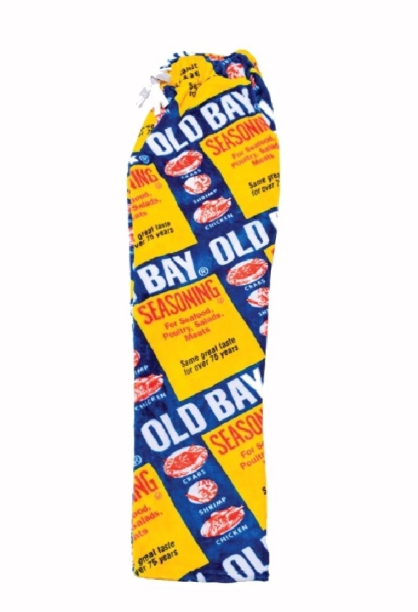 Pantalones de salón Old Bay Fuzzy Can patrón amarillo/azul - NUEVO envío rápido gratuito Foto 1 de 4