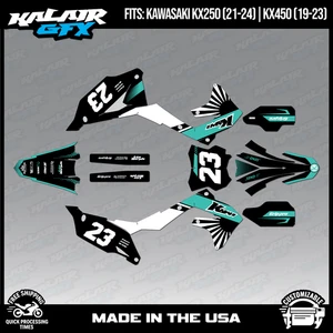 Kalair GFX Graphics Kit for KX450 2019-2023 and KX250 2021-24 FH Series - Teal - Picture 1 of 4