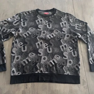 Supreme Scatter Text Crewneck Sweatshirt Black Gray Size Medium - Picture 1 of 14