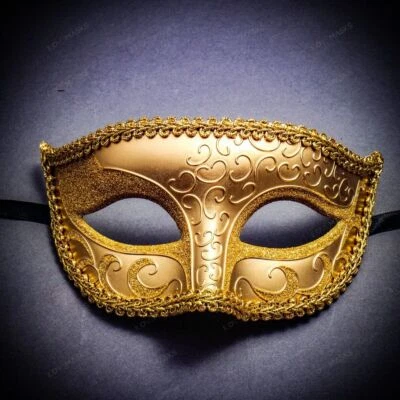 Venetian Classic Masquerade Costume Eye Mask with Glitter For Ball Prom Party - Image 1 of 4