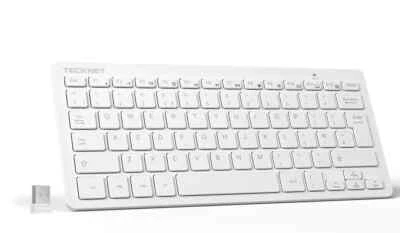 TECKNET 2.4G Wireless Keyboard For Windows/Chrome OS, UK Layout Compact  (White) - Image 1 of 2
