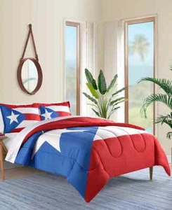 Puerto Rico Flag 2-Pc Twin Bed Comforter Set -~ One Comforter and One Sham - Picture 1 of 4