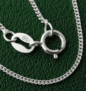 Silver Curb Chain Pendant Necklace 925 Sterling Italian Diamond Cut 1mm wide - Picture 1 of 12