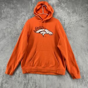 Denver Broncos Hoodie Mens Large Orange Sweatshirt Pocket NFL Football  Majestic